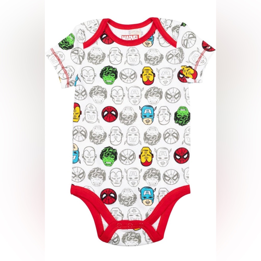 Marvel Avengers Baby Bodysuit 5 Pack 6-9M Iron Man Spider-Man Hulk - Picture 6 of 7